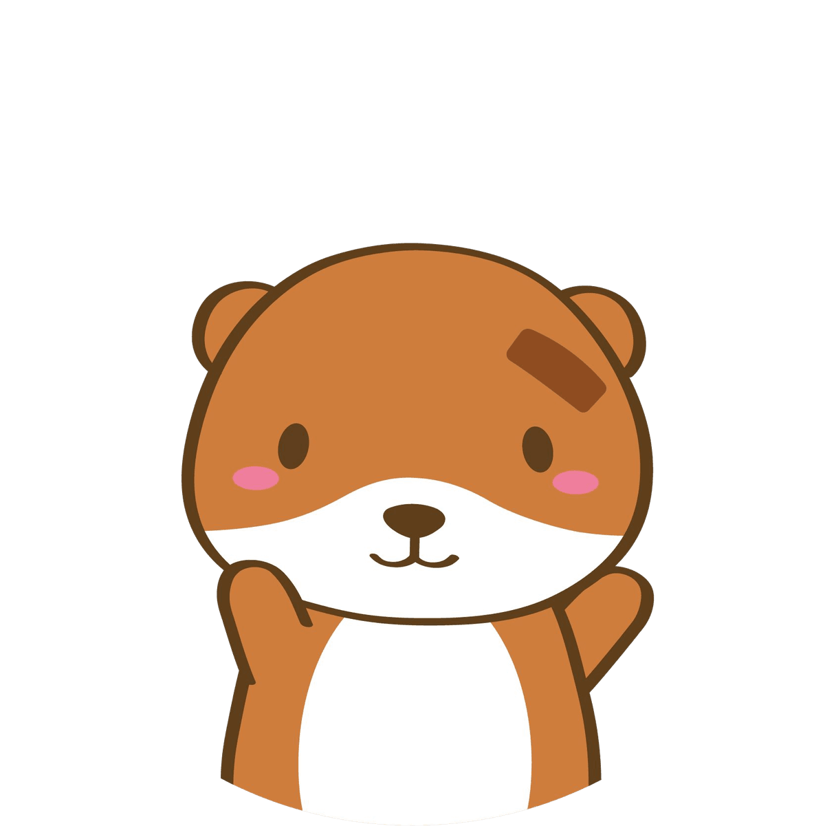 Chaotah the young otter smiling and raising both paws