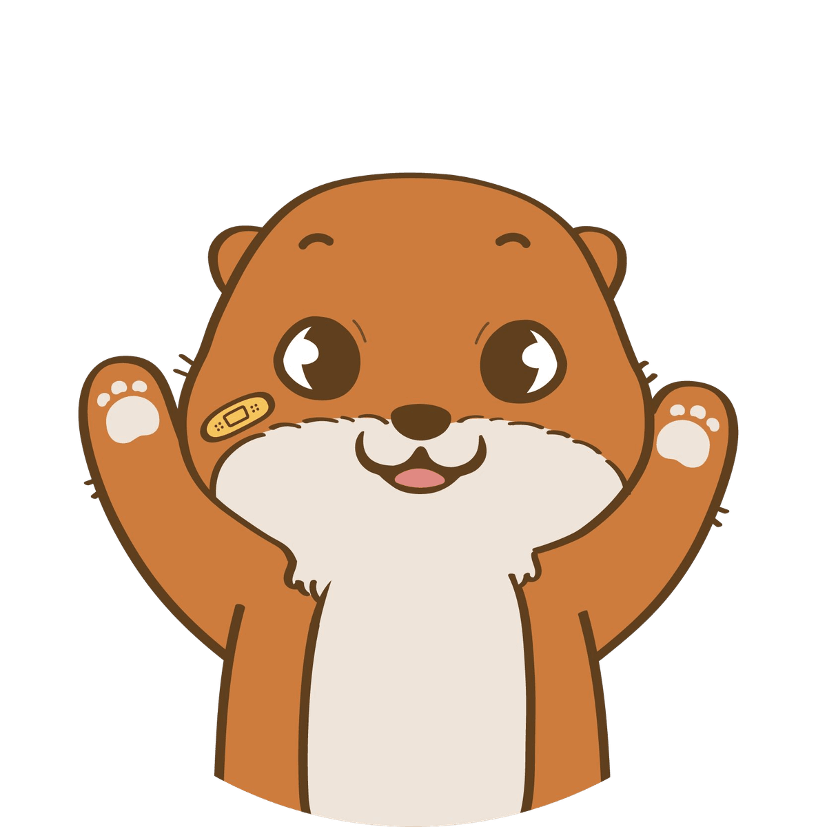 Otah the otter smiling and raising both paws