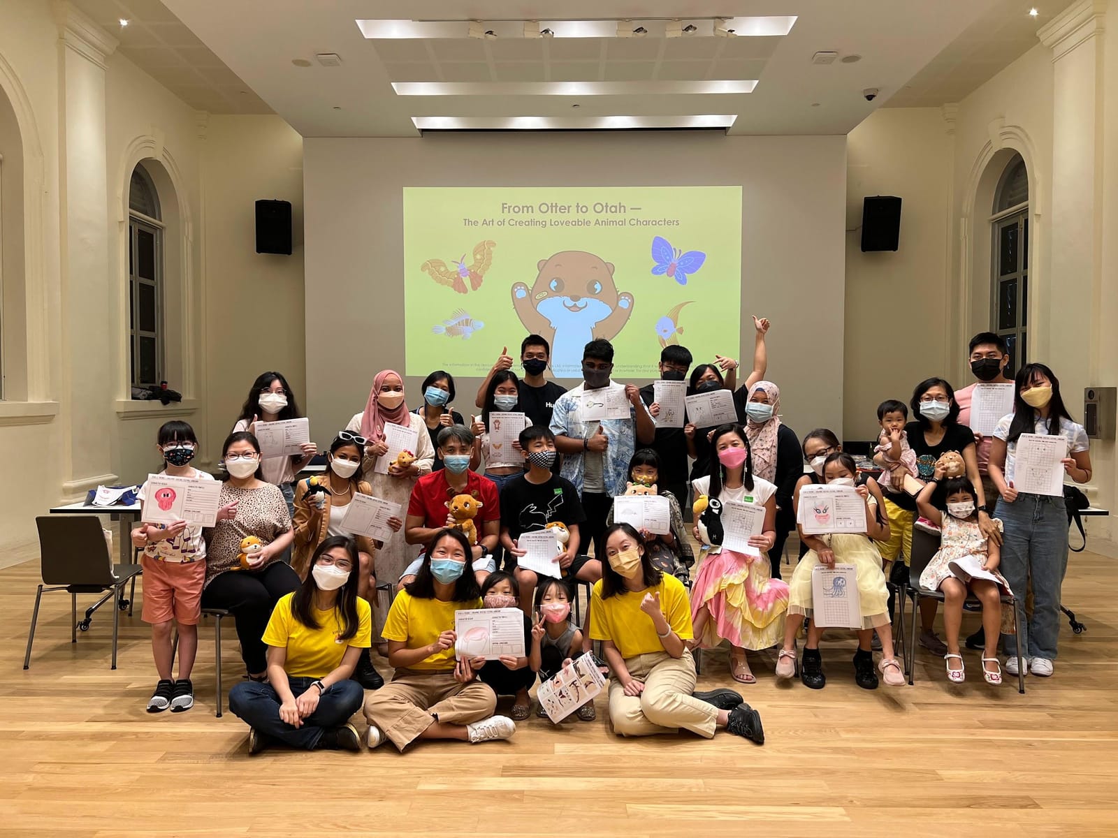 Families at an Otah and Friends character workshop at the National Museum of Singapore